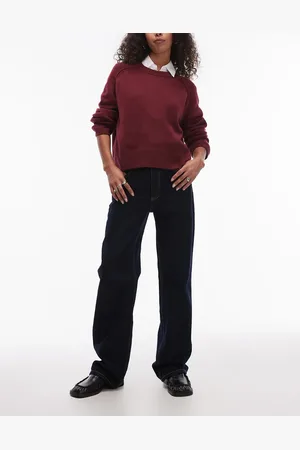 MANGO High waist straight leg jean in dark wash