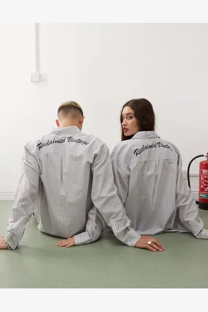 Reclaimed Unisex oversized stripe shirt with back logo