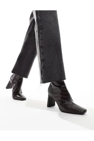ASOS Reach set back mid heel boots in croc