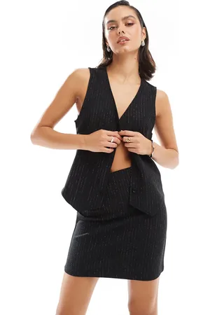 Pieces® Mix & match glitter pinstripe mini skirt co-ord in