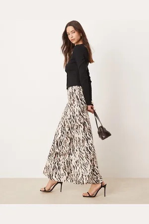 Miss Selfridge Satin slip maxi skirt in animal print