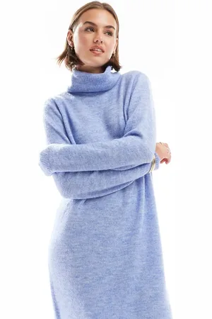 Pieces® Roll neck midi jumper dress in hydrangea