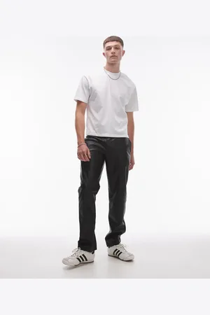 Topman Straight faux leather trousers in