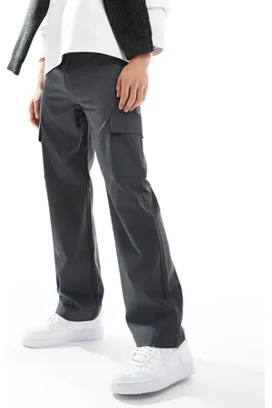 Only & Sons Loose fit smart cargo trouser in charcoal