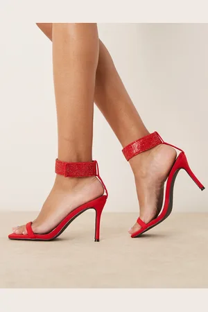 Glamorous Stiletto heeled sandals with embellished ankle strap in