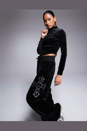 Juicy Couture Velour cross wide leg joggers co-ord in
