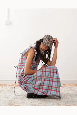 Reclaimed Maxi dress with asymetric ruching and collar