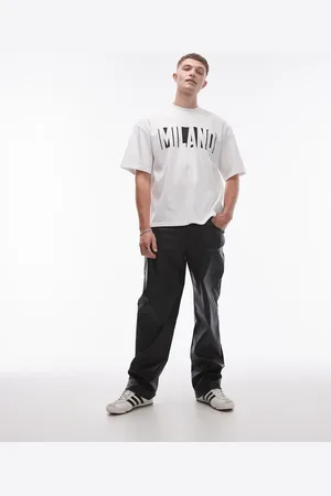 Topman Wide leg faux leather trousers in