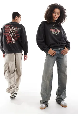 ASOS Unisex oversized license sweatshirt with Nirvana prints in washed