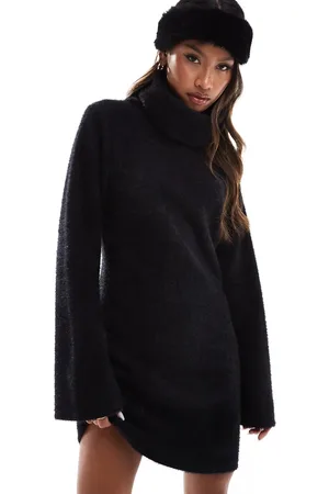 ASOS Supersoft fluffy roll neck mini jumper dress in