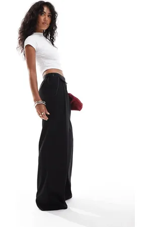 ASOS Tailored wide leg trousers with contrast stitch detail in
