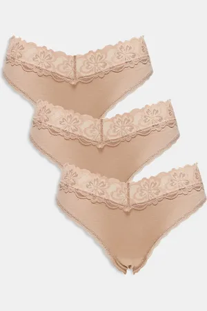 ASOS Minnie 3 pack cotton brazilian brief with lace waistband in