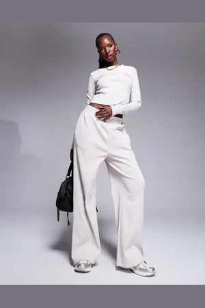ASOS Weekend Collective co-ord wide leg joggers in oatmeal rib