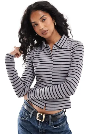 ASOS Polo cardigan in grey stripe