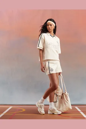 ASOS Weekend Collective co-ord heavyweight jersey embroidered shorts with graphic in buttermilk