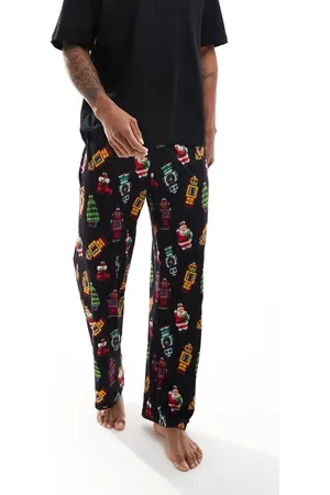 ASOS Pyjama set with christmas decs in black