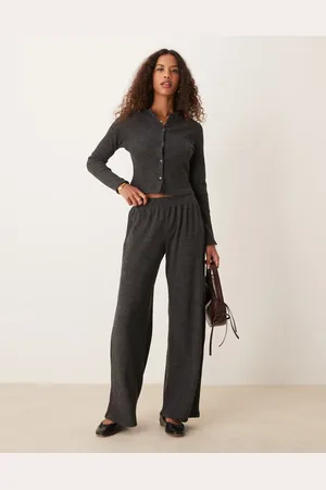 Miss Selfridge Brushed rib wide leg trouser