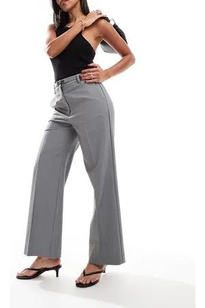 ASOS Tailored cropped wide leg trousers with buckle detail in