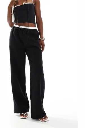 ASOS Tailored wide leg trousers with contrast waistband in