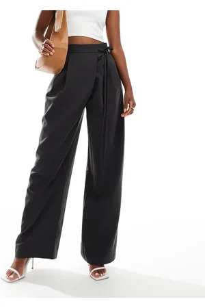 ASOS Tailored wide leg trousers with wrap tie detail in
