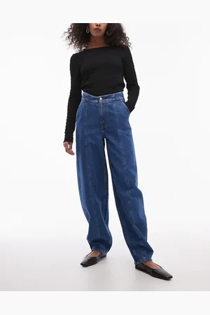 & OTHER STORIES Barrel leg jeans with front seam and corset wait seam detail in clean wash