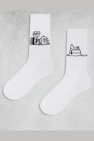 ASOS 2 pack socks with Snoopy and Charlie artwork in