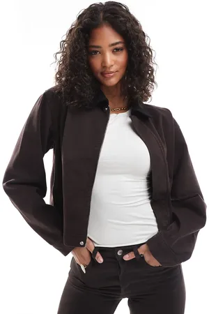 ASOS Denim contrast collar jacket in chocolate