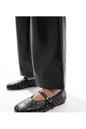 Public Desire Public Desire Dorina Wide Fit studded ballet flats with strap in