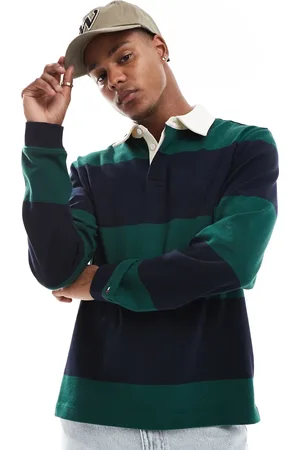 Tommy Hilfiger Stripe rugby shirt in navy and dark