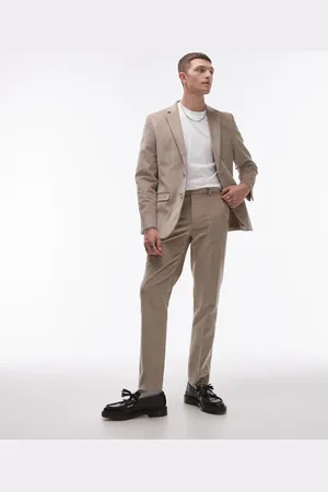 Topman Slim cord suit trouser in stone
