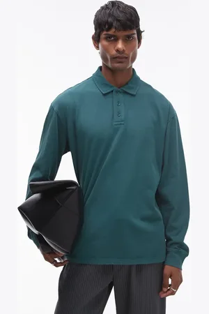Topman Long sleeve polo in washed