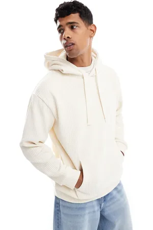 Brave Soul Oversized cord hoodie in cream