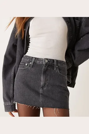 Calvin Klein Raw hem denim mini skirt on washed - ASOS Exclusive
