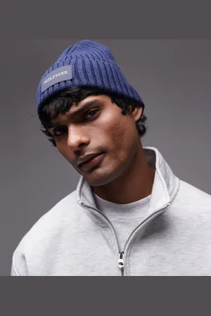 Tommy Hilfiger Patch logo ribbed beanie in navy