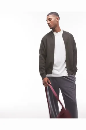 ARKET Jersey sweat zip front cardigan in dark
