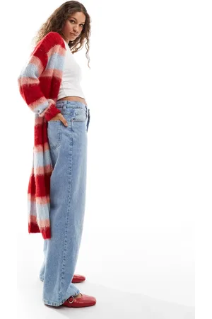 Daisy Street Brushed chunky knit stripe maxi cardigan