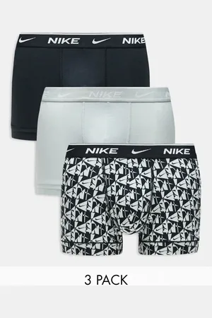 Nike Everyday Cotton Stretch 3 pack trunk in grey/black/monochrome print