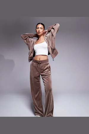 Juicy Couture Velour wide leg joggers in latte exclusive to asos