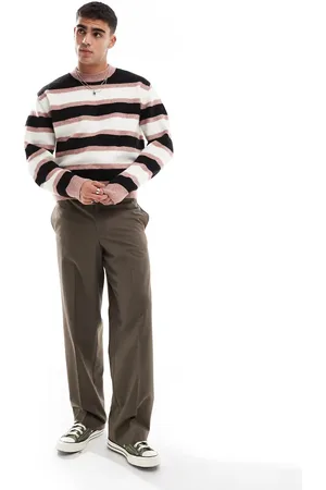 Bershka Coloured stripe knitted jumper in