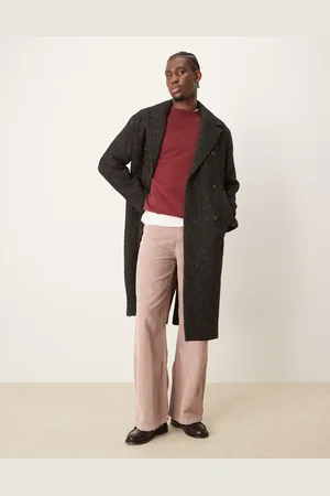 Abercrombie & Fitch Double breasted wool blend herringbone overcoat in