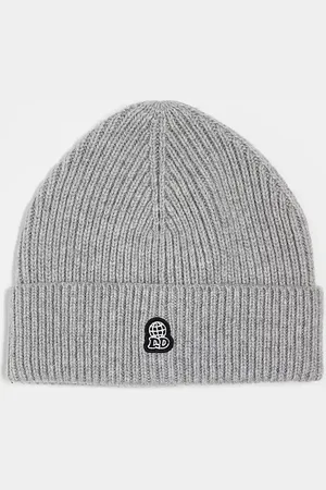 Dr Denim Unisex ribbed wool blend beanie with DD global embroidery in melange