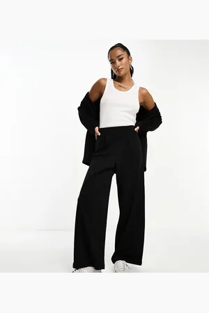 ASOS ASOS DESIGN Petite tailored jersey wide leg suit trousers in