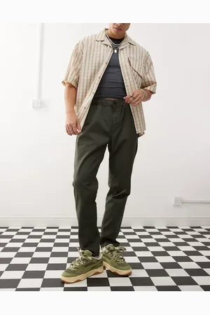 Dr Denim Rush tailored tapered leg chino pant with elastic waistband and drawstring in forest
