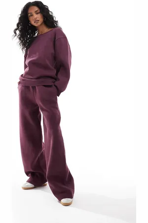 ASOS Co-ord cocoon leg jogger in acid wash burgundy