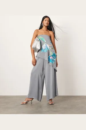 ASOS Super wide leg co-ord trousers in charcoal
