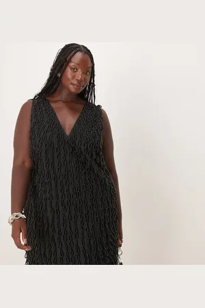 ASOS ASOS DESIGN Curve deep v neckline embellished mini shift dress in