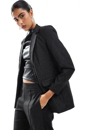 Pieces® Blazer co-ord in glitter pinstripe