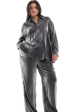 Pieces® Pieces Curve pull on trouser co-ord in metallic