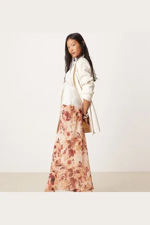 Miss Selfridge Chiffon double layer maxi skirt in animal print