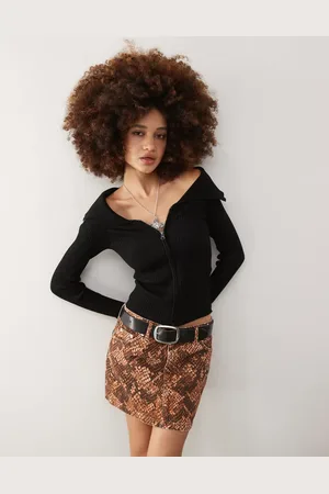 Noisy May Zip through open collar ribbed cardigan in